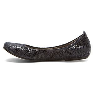 David Tate Black Shiny Snakeskin Ballet Flats